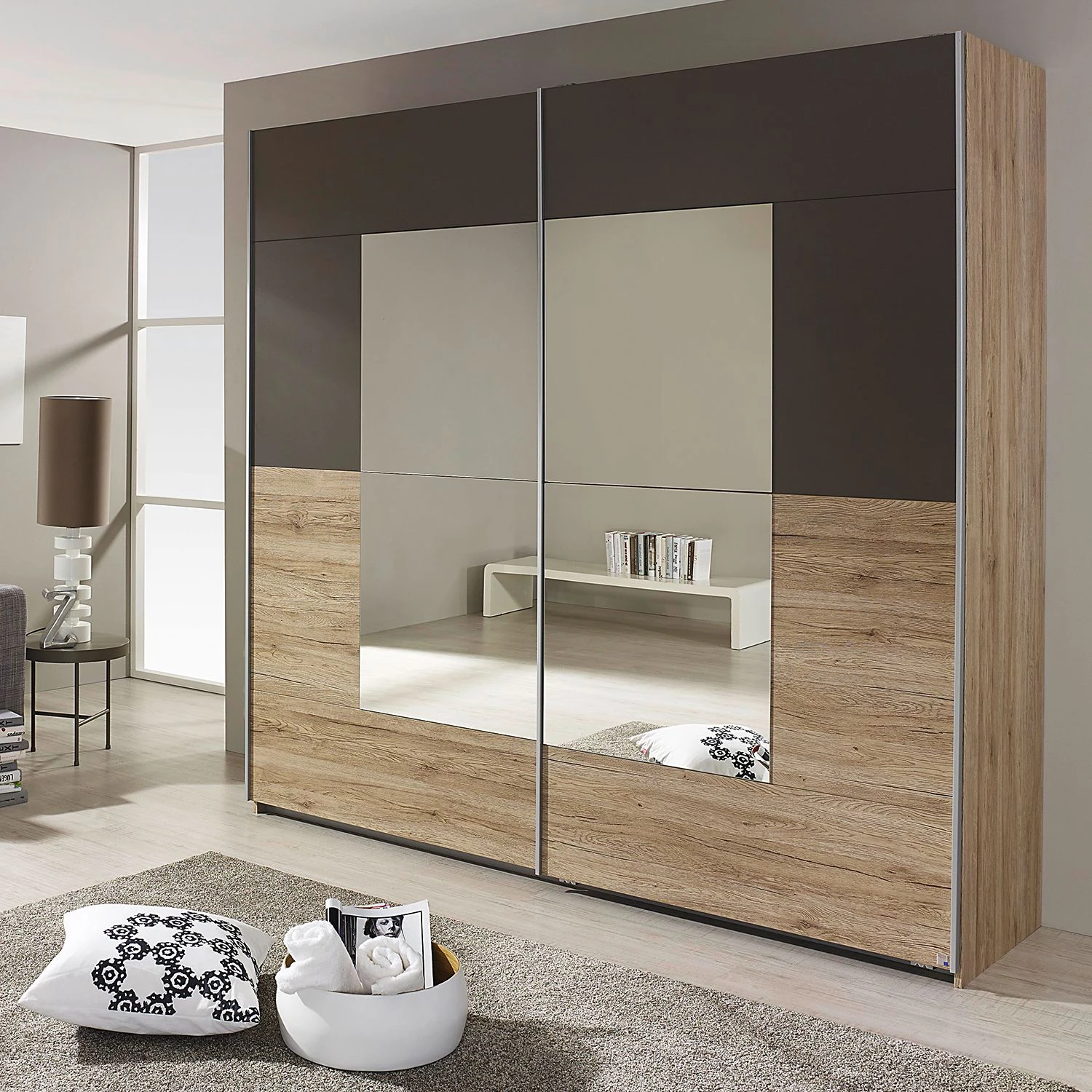 Rauch Blue Armoire à portes coulissantes Crato - Imitation chêne de San Remo / Gris métallisé - Largeur : 175 cm – Image 2