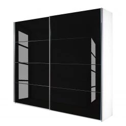 Rauch Orange Armoire à portes coulissantes Quadra - Blanc alpin / Verre noir - 136 x 210 cm