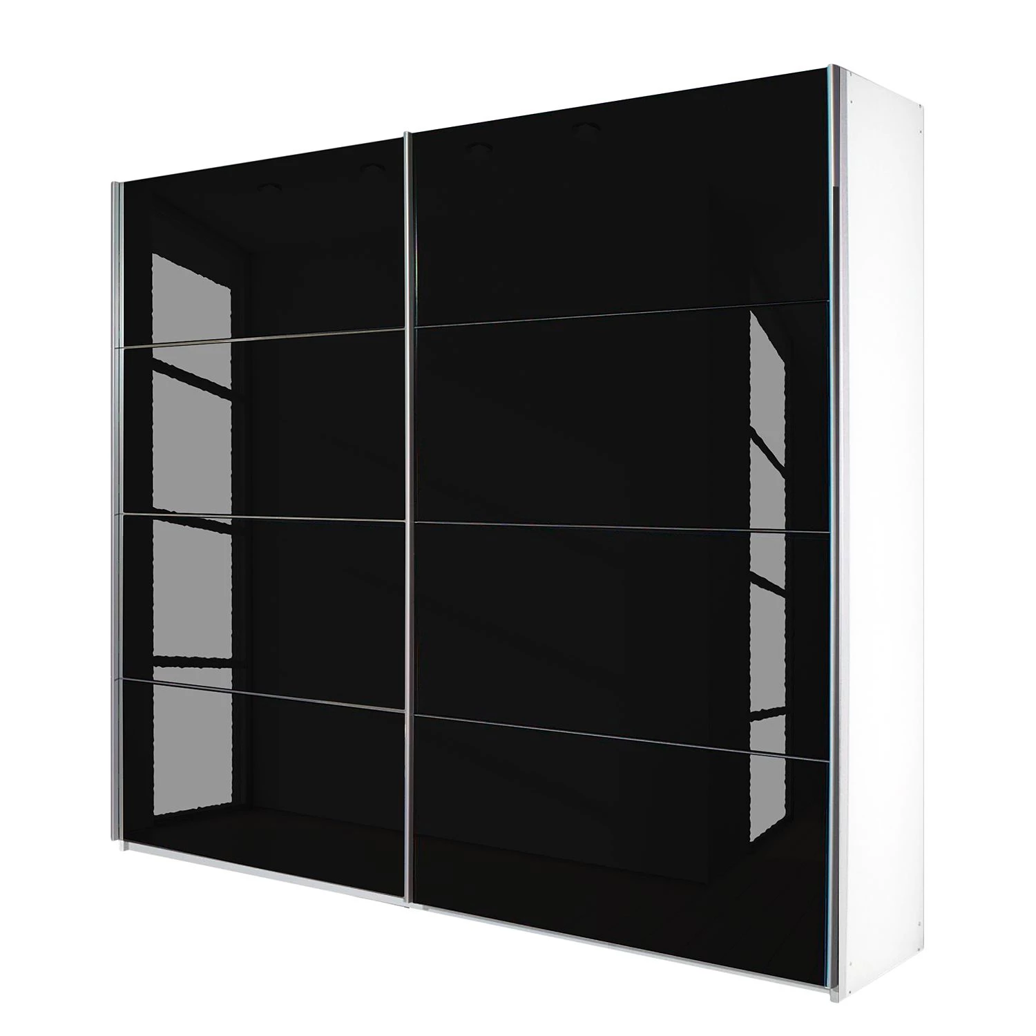 Rauch Orange Armoire à portes coulissantes Quadra - Blanc alpin / Verre noir - 136 x 210 cm