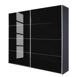 Rauch Orange Armoire à portes coulissantes Quadra - Gris métallisé / Verre noir - 271 x 230 cm
