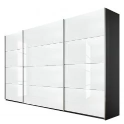 Rauch Orange Armoire à portes coulissantes Quadra - Gris métallisé / Verre blanc - 315 x 230 cm