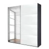 Rauch Orange Armoire à portes coulissantes Quadra - Avec miroir Gris métallisé / Verre blanc 181 x 230 cm