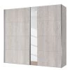 Express Möbel Armoire à portes coulissantes Madrid - Imitation chêne de Platin / Verre miroir - Largeur : 200 cm