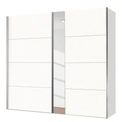 Express Möbel Armoire à portes coulissantes Madrid - Blanc polaire / Verre miroir - Largeur : 200 cm