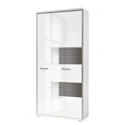Loftscape Armoire vitrine Kushiro - Blanc brillant / Gris