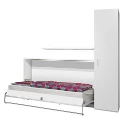Loftscape Ensemble lit mural Godia II - Blanc - Matelas à ressorts Bonnell